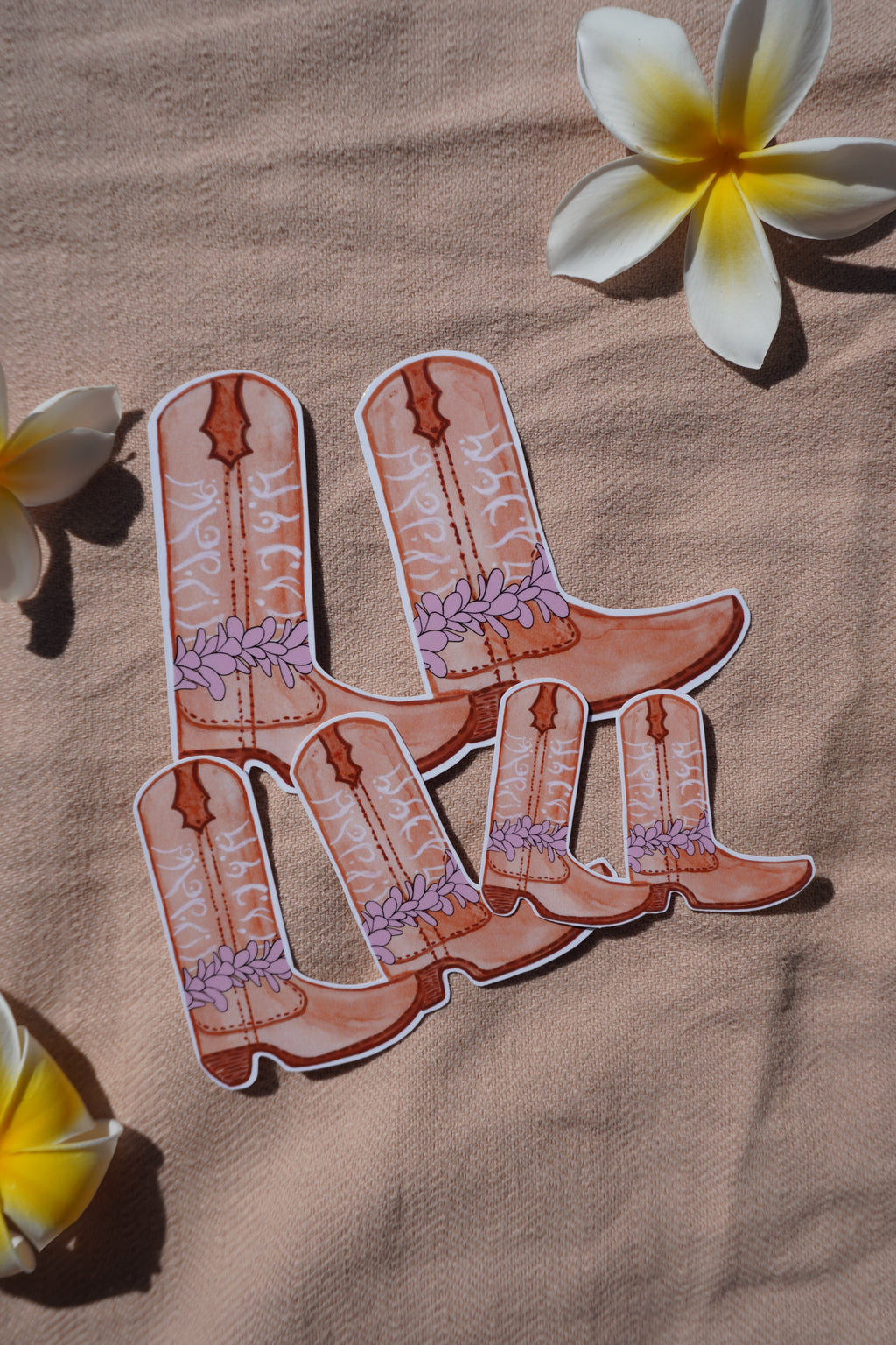 Cowgirl Boots - Plumeria Flower Lei