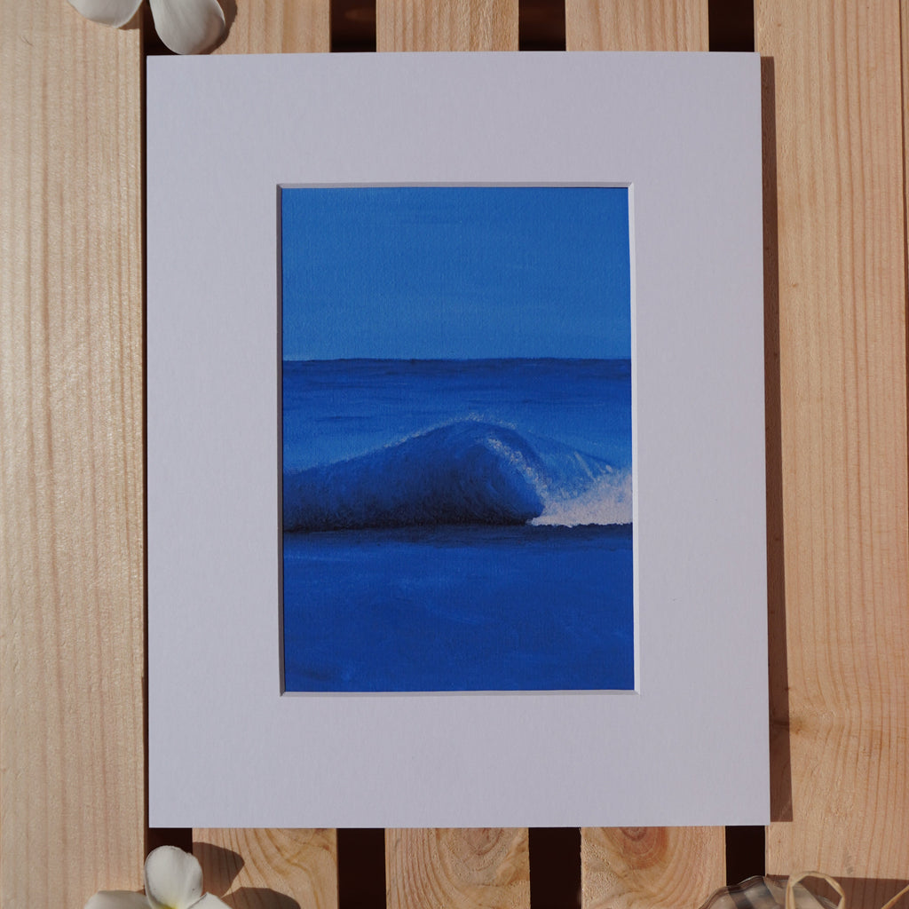 Clean Blue Ocean Wave 5x 7 Fine Art Print - Modern Ocean Acrylic Artwork and Coastal Wall Decor